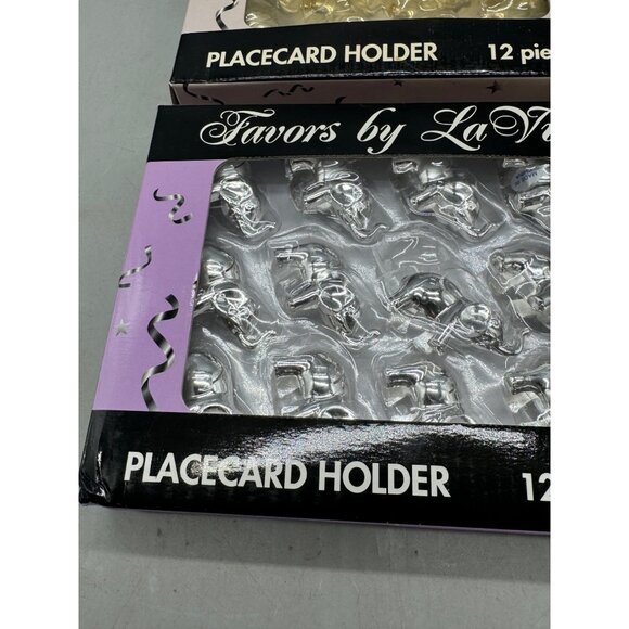 Favors La Vie Placecard Holder Elephant Design Gold Silver 12 Pieces Party Decor - Picture 2 of 7